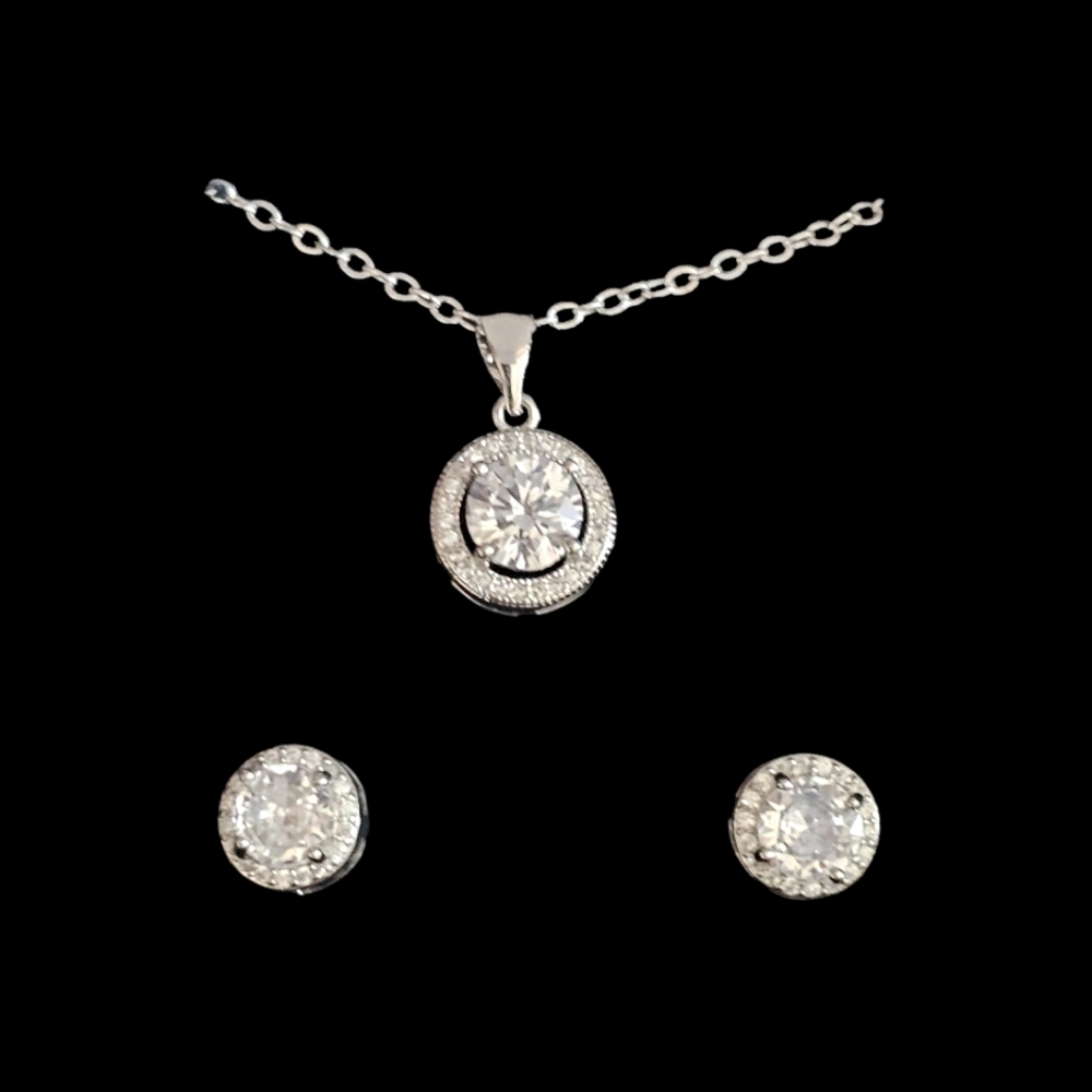Cate Chloe Blake Halo Pendant Earrings With Cz Crystals